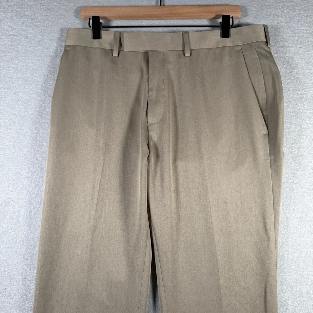 Reaction Kenneth Cole Men Slim Fit Dress Pants Oatmeal Heather 34x32 KD50146 NWT